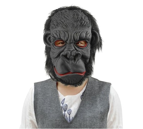 Lateks Goril Maskesi Maymun Maskesi Et Maskesi Orangutan Siyah Saçlı 3 No