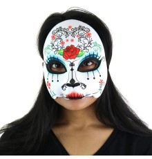 Ölü Günü Kafatası Yarım Güllü Çiçekli Maske Eva Yumuşak Model