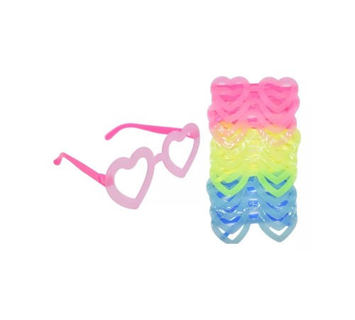 Fosforlu Kalp Model Glow Parti Gözlüğü Karanlıkta Yanan Gözlükler 12 Adet