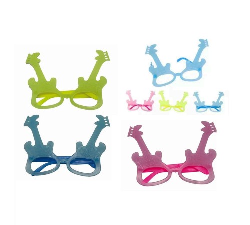 Fosforlu Gitar Model Glow Parti Gözlüğü Karanlıkta Yanan Gözlükler 12 Adet