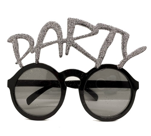 Gümüş Simli Party Yazılı Parti Gözlüğü Show 15x7 cm