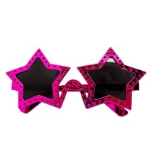 Fuşya Renk Yıldız Şekil Parti Gözlüğü Retro 16X7 cm