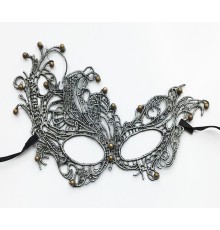 Gümüş Renk Dantel Kesim Maske Gümüş Renk İncili Parti Maskesi