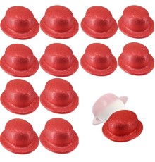 Kırmızı Renk Simli Melon Yuvarlak Parti Şapkası 12 Adet