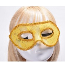 Dantel Tül Malzemeden İmal Sarı Renk Balo Parti Maskesi Venedik