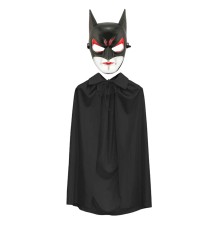 Batman Maskesi Cat Woman ve Batman Pelerini 90 cm Siyah Renk Set