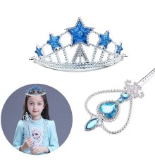 Karlar Ülkesi Elsa Yıldız Mavi Taç ve Elsa Asa Seti 2 Parça