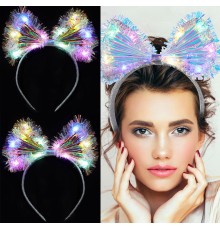 Işıltılı Fiber Fiyonk Gece Tacı Işıklı Ledli Eğlence Tacı 1 Adet 20x21 cm