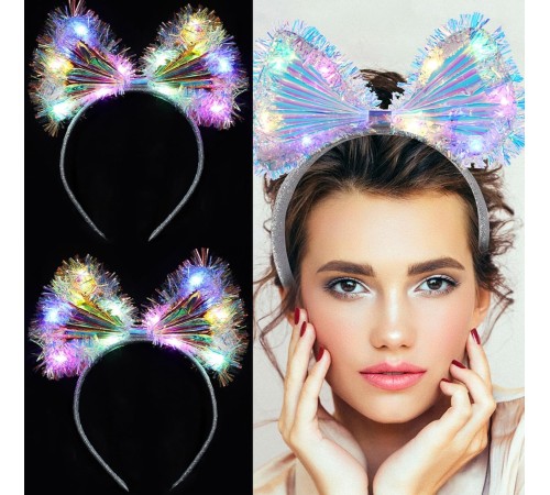 Işıltılı Fiber Fiyonk Gece Tacı Işıklı Ledli Eğlence Tacı 1 Adet 20x21 cm
