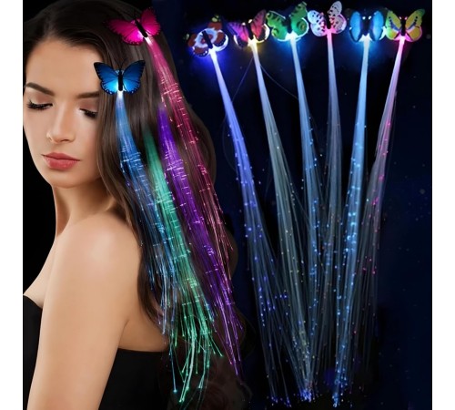 Led Fiber Optik Işıklı Saç Klipsi 1 Adet