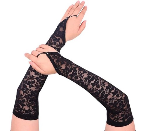 Parmak Askılı Zarif Gece Şıklığı Dantel Eldiven 40 cm