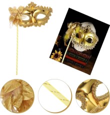 Altın Işıltılı Tutmalı Fotoğraf Çekimi Maskesi 18x29 cm