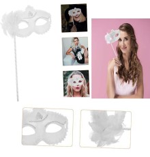 Beyaz Işıltılı Tutmalı Fotoğraf Çekimi Maskesi 18x29 cm