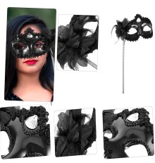 Siyah Işıltılı Tutmalı Fotoğraf Çekimi Maskesi 18x29 cm