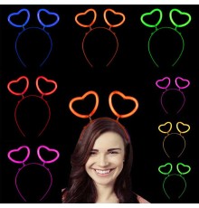 Glow Stick Karanlıkta Yanan Fosforlu Kalp Taç 12 Adet