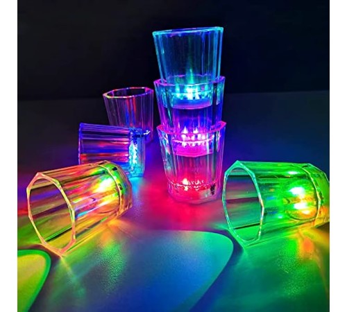 Renkli Led Parlayan Fiber Optik Glow Işıklı Bardak 5,5 x 5,5 cm