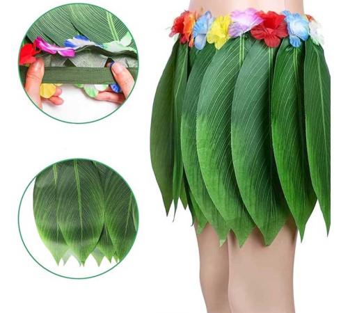 Tropikal Esintili Hawaii Yapraklı Parti Eteği Yetişkin Boy