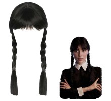 Wednesday Siyah Örgülü Peruk