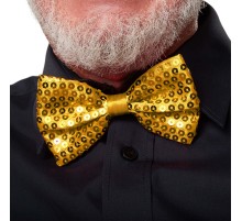 Gece Işıltısı Altın Payetli Pullu Papyon 7x2 cm