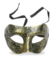 Altın Eskitme Yüz Maskesi - Antik Tarz Balo Maskesi