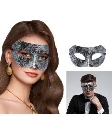 Gümüş Eskitme Yüz Maskesi - Antik Tarz Balo Maskesi