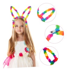 Fiber Optik LED'li Gökkuşağı Tavşan Kulak 17x23 cm