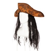 Siyah Saçlı Kaptan Korsan Şapkası