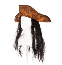 Siyah Saçlı Kaptan Korsan Şapkası