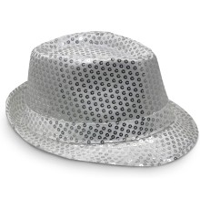 Disko Star Gümüş Payetli Fötr Şapka Yetişkin Boy