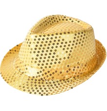 Disko Star Altın Gold Payetli Fötr Şapka Yetişkin Boy