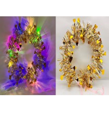 Kalp Püsküllü Gece Parıltısı 3 Modlu LED li Işıklı Taç Altın Renk