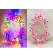 Kalp Püsküllü Gece Parıltısı 3 Modlu LED li Işıklı Taç Pembe Renk