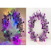 Kalp Püsküllü Gece Parıltısı 3 Modlu LED li Işıklı Taç Mor Renk