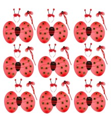 Uğur Böceği Kostüm Seti - Kanat Taç Asa 3 Parça 12 Adet