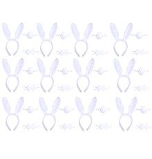 Beyaz Tavşan Kostüm Seti – Taç Papyon Kuyruk 12 li Paket