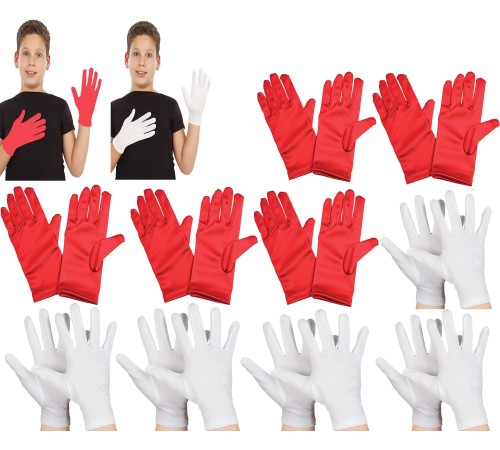 Çocuk Gösteri Eldiven Seti – 5 Çift Beyaz & 5 Çift Kırmızı