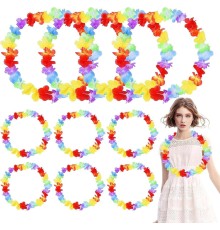 Hawaii Çiçekli Boyun Kolyesi - Renkli Tropikal Parti Leisi 12 Adet