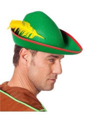 Yeşil Renk Robin Hood Şapkası Sarı Tüylü