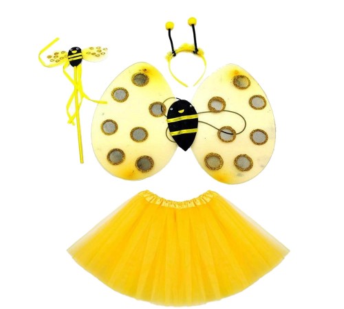 Sarı Renk Arı Kostüm Seti (Tütü, Kanat, Taç, Asa)