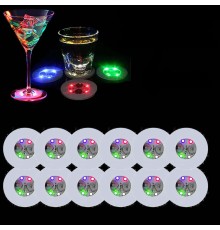 Renkli LED Işıklı Bardak Altlığı - Dekoratif 12 Adet Pilli
