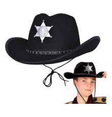 Kovboy Şerif Şapkası Siyah 12 Adet - Kostüm Parti ve Gösteri Şapkası