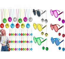 12 Parça Renkli Disko Toplu Retro Parti Seti – 6 Kolye + 6 Gözlük