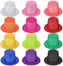 Karışık Renk Simli Silindir Parti Şapkaları (12 Adet)