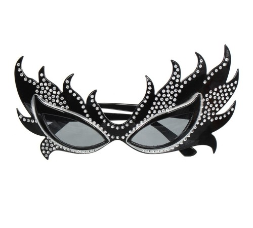 Taşlı Göz Kamaştıran Siyah Parti Alev Gözlük