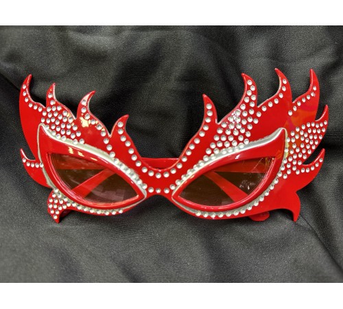 Taşlı Göz Kamaştıran Gecenin Yıldızı Kırmızı Parti Alev Gözlük