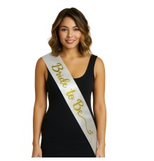 Beyaz Saten Üzerine El Yazısı İtalik Altın Bride To Be Kuşağı