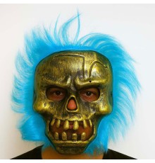 Wild Skull - Bakır Kafatası Turkuaz Saçlı İskelet Maske