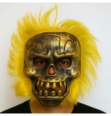Wild Skull - Bakır Kafatası Sarı Saçlı İskelet Maske