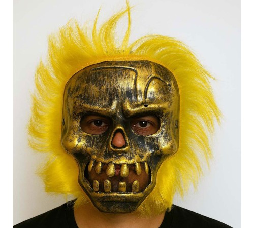 Wild Skull - Bakır Kafatası Sarı Saçlı İskelet Maske
