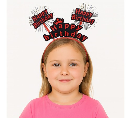 Doğum Günü Kutlaması İçin Kırmızı Taç – Işıltılı Yazılı Parti Tacı